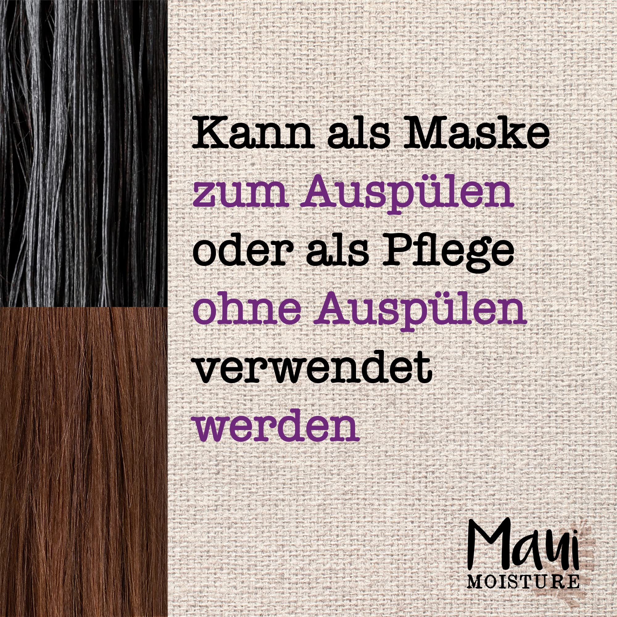 Maui Moisture Hair Mask applied to wet hair for rinse-off treatment.