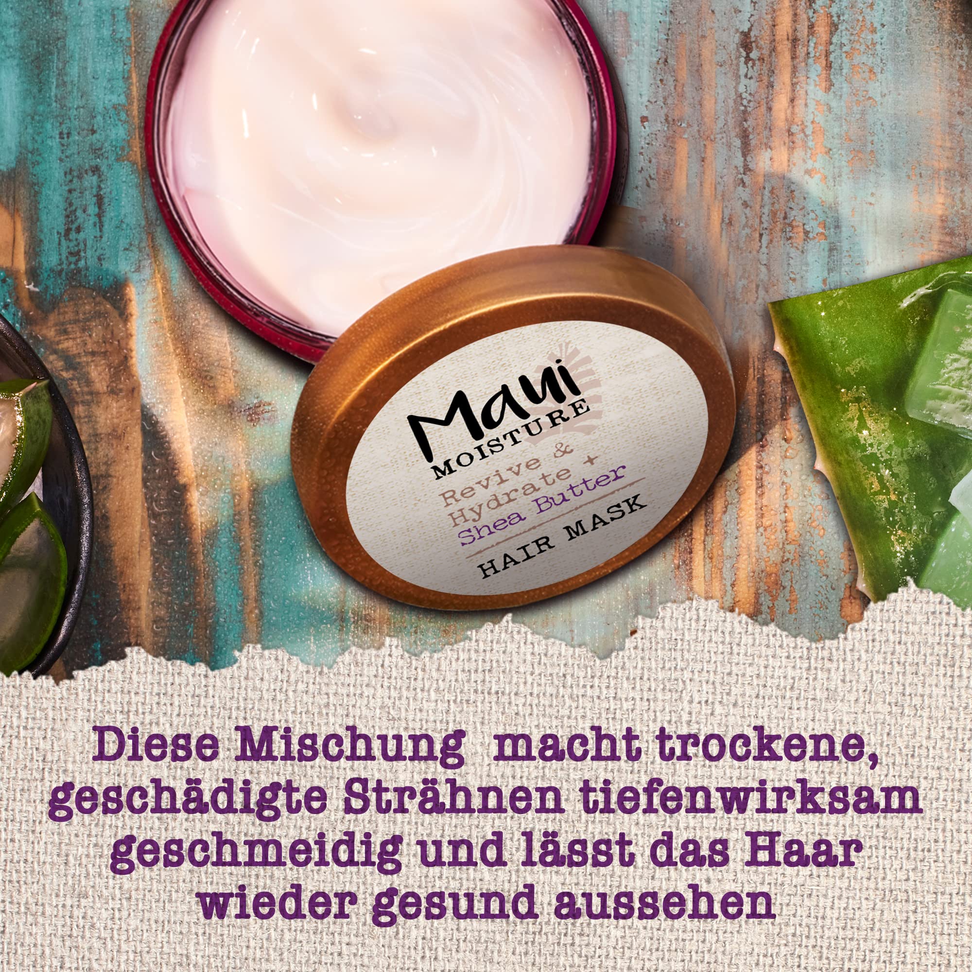 Maui Moisture Shea Butter Hair Mask cream texture ready to apply.