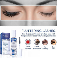 Mavala Double-Lash lashes before and after image showing potential length and fullness