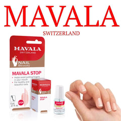 Mavala Stop brush-on application demonstrates easy, mess-free deterrent coating.