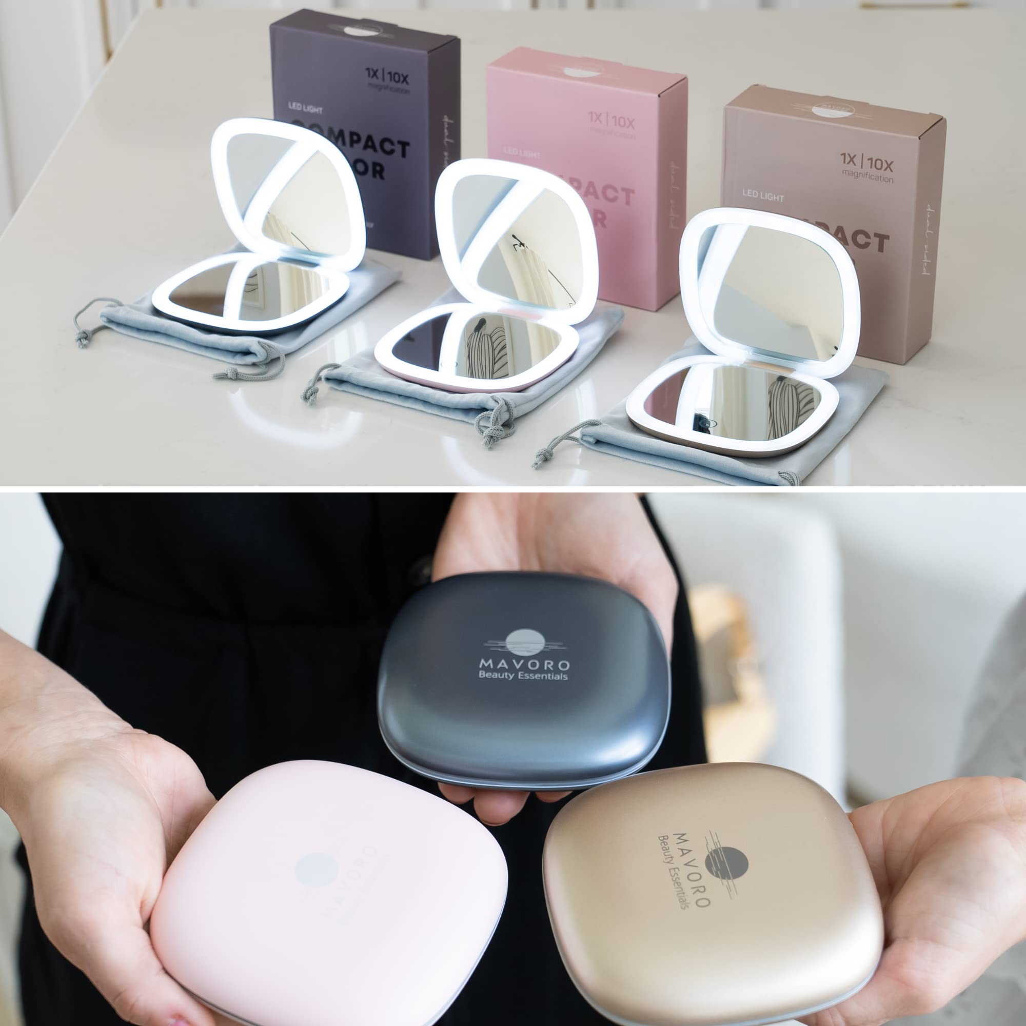 Mavoro lightweight compact mirror fits purse for discreet checks