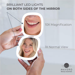 Mavoro pocket-sized travel mirror opens easily for quick makeup checks