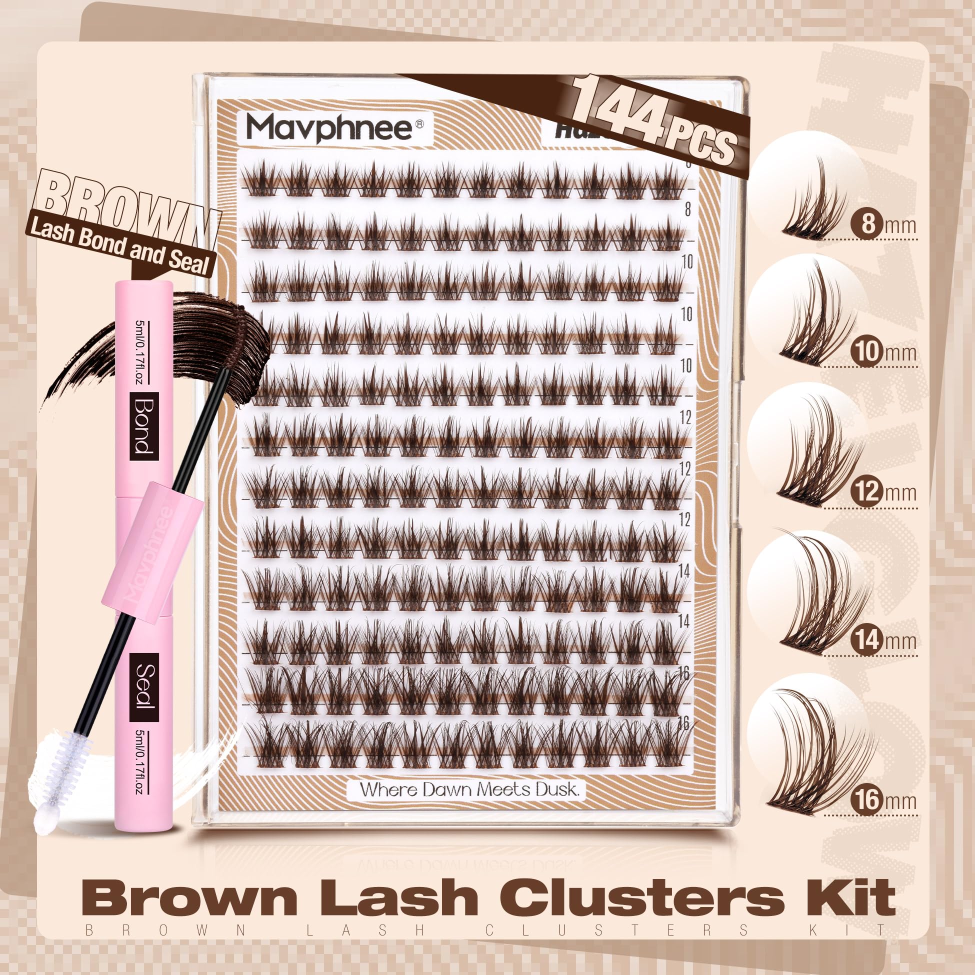 Mavphnee brown lash bond seal brown-tinted glue for invisible hold during days