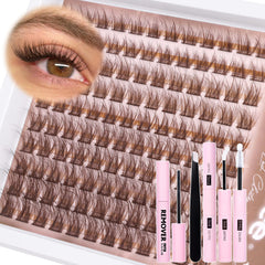 Mavphnee Brown Lash Cluster Kit packaging image shows an all-in-one set for easy at-home applications.