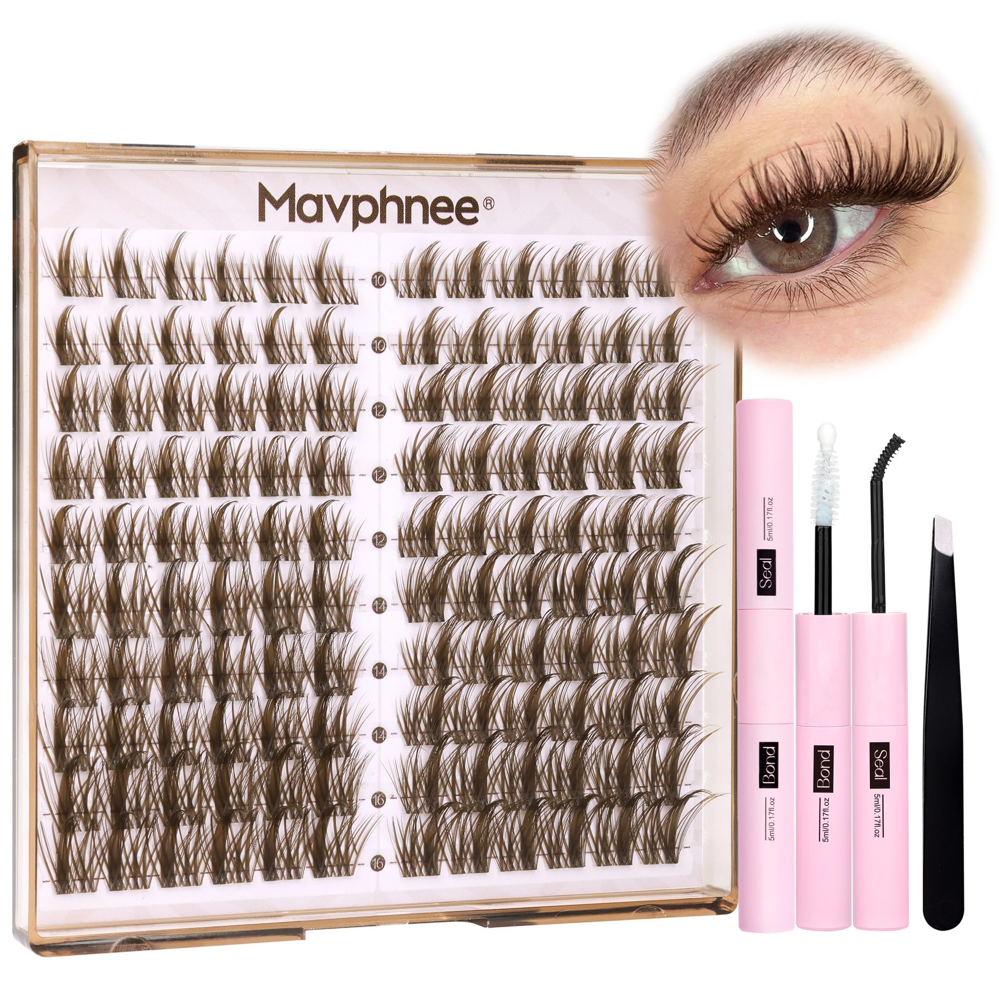 Mavphnee brown lash clusters 120pcs for natural everyday glam.