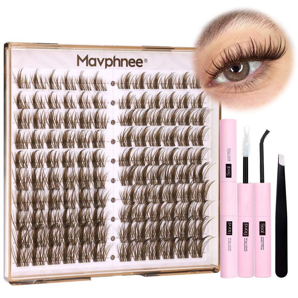 Mavphnee brown lash clusters 120pcs for natural everyday glam.
