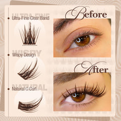 Mavphnee brown lash clusters 8-16mm c-curly close-up shows curl and comfortable band