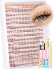 Mavphnee Brown Lash Clusters Kit close-up for natural daily enhancement.