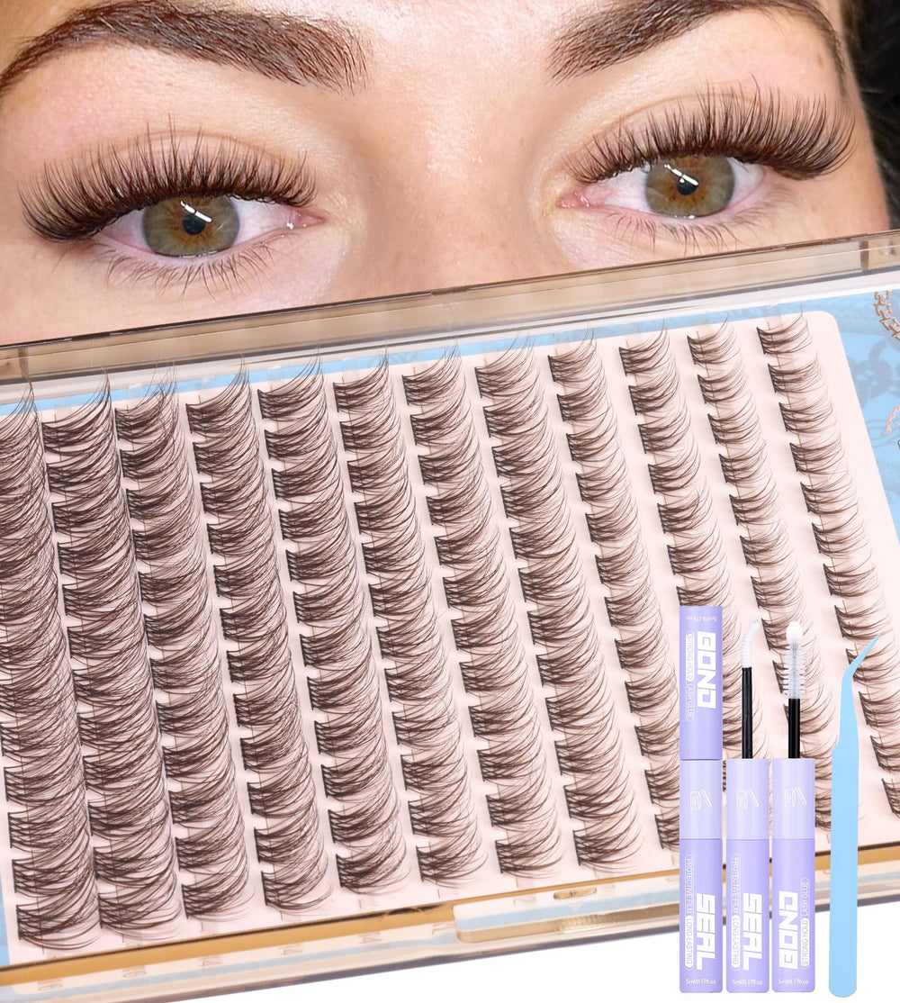 Mavphnee brown lash clusters kit for easy natural daily lashes