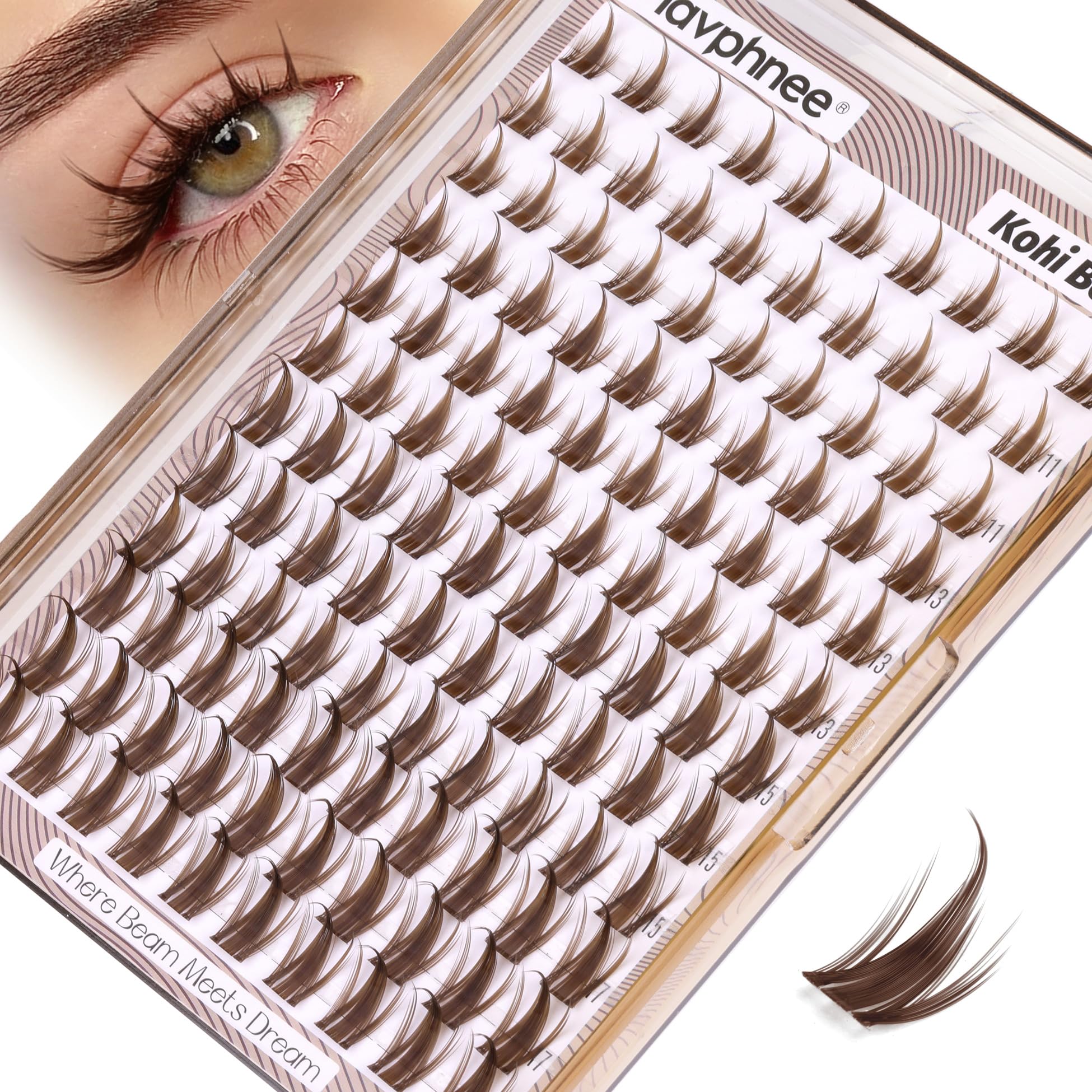 Mavphnee brown lash clusters manga extensions blend naturally for manga-inspired volume.