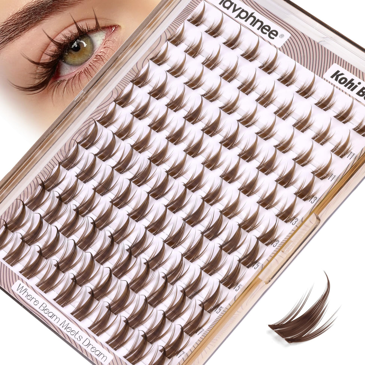 Mavphnee brown lash clusters manga extensions blend naturally for manga-inspired volume.