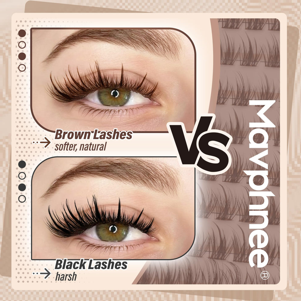 Mavphnee brown lash-glue bottle detail highlights tinted glue for blend with clusters
