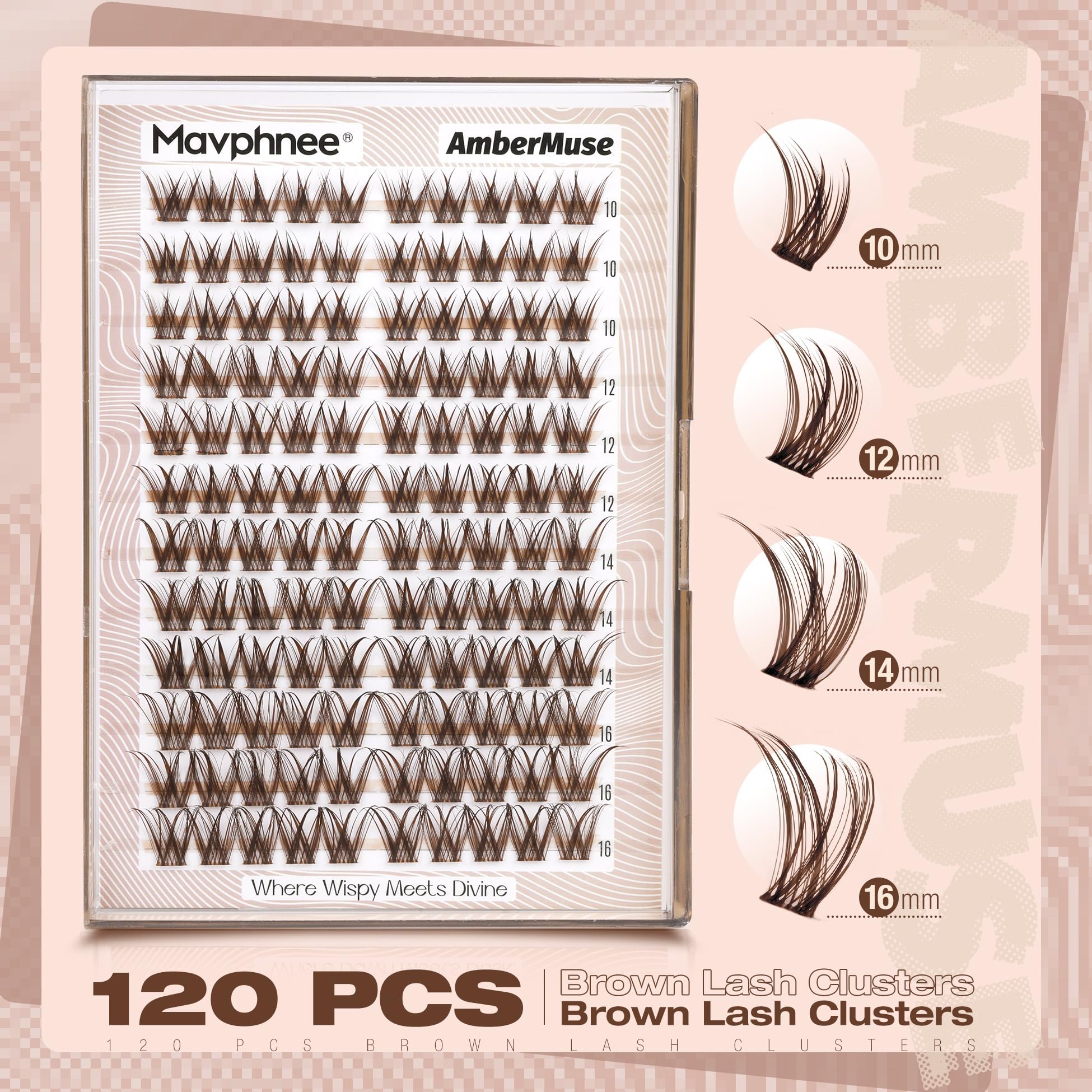 Mavphnee brown lash clusters feature C-Curl for lift and camera-ready definition.