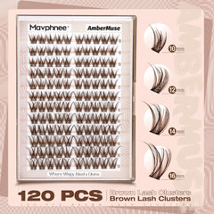 Mavphnee brown lash clusters feature C-Curl for lift and camera-ready definition.