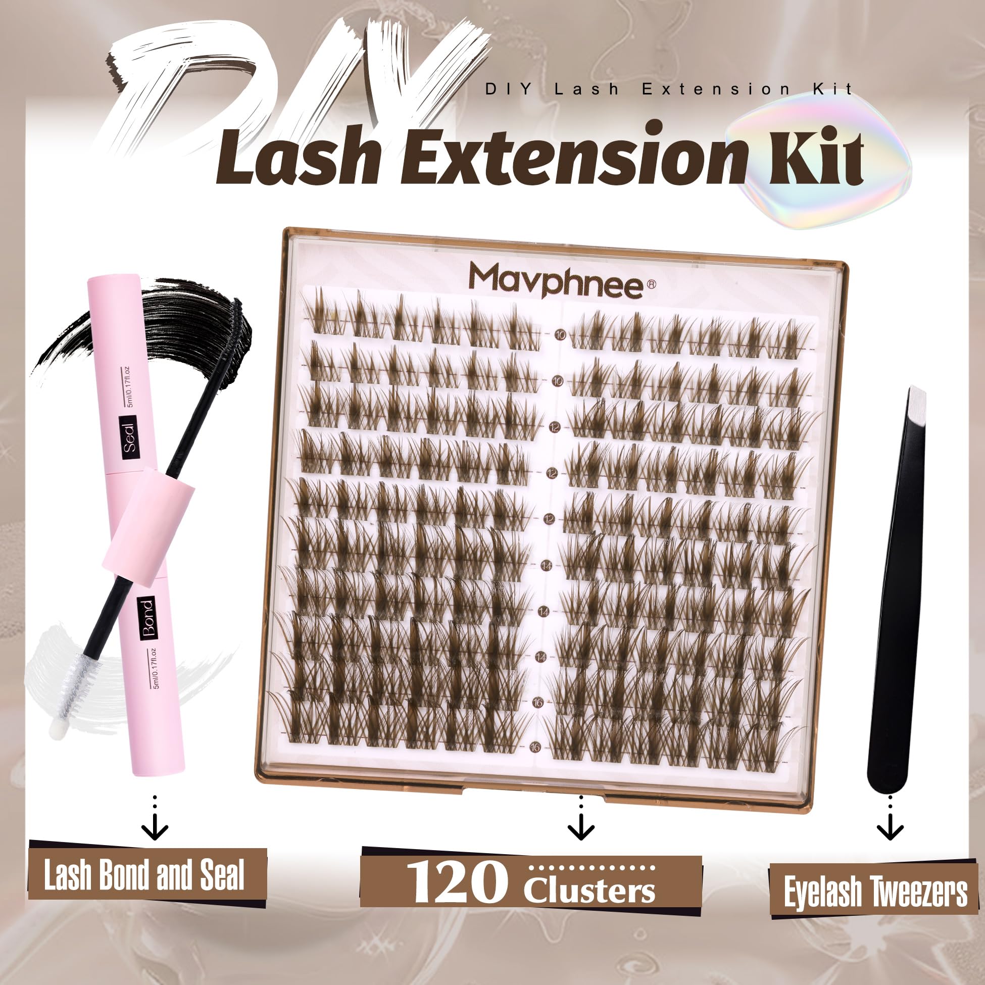 Mavphnee CC-curly lash clusters with 10-16mm length for fluttery eyes.