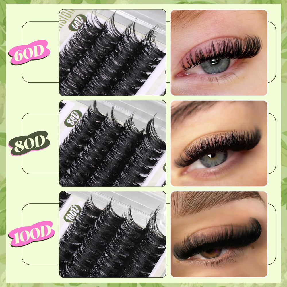 Mavphnee D-Curly Cluster Eyelash Extensions closeup demonstrates beginner-friendly application