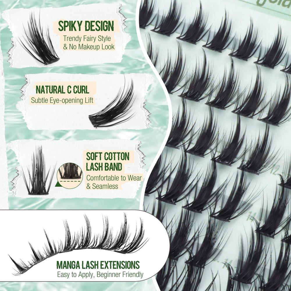 Mavphnee Fairy Lash Clusters cat-eye look enhances eye shape with graduated spikes.