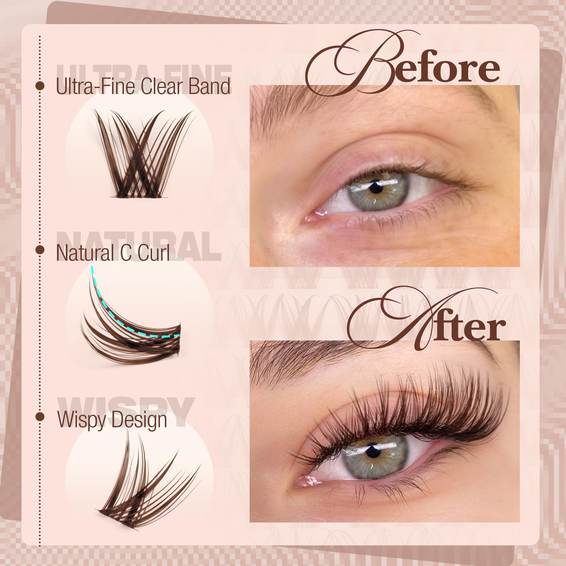 Mavphnee Korean silk band lashes with 0.01mm clear band for weightless wear.