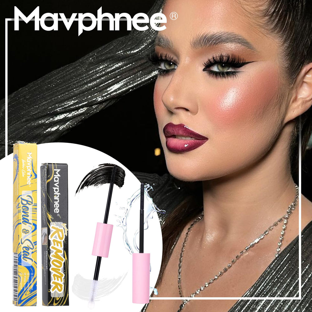 Mavphnee Lash Bond and Seal Kit packaging and tools highlight complete kit value.