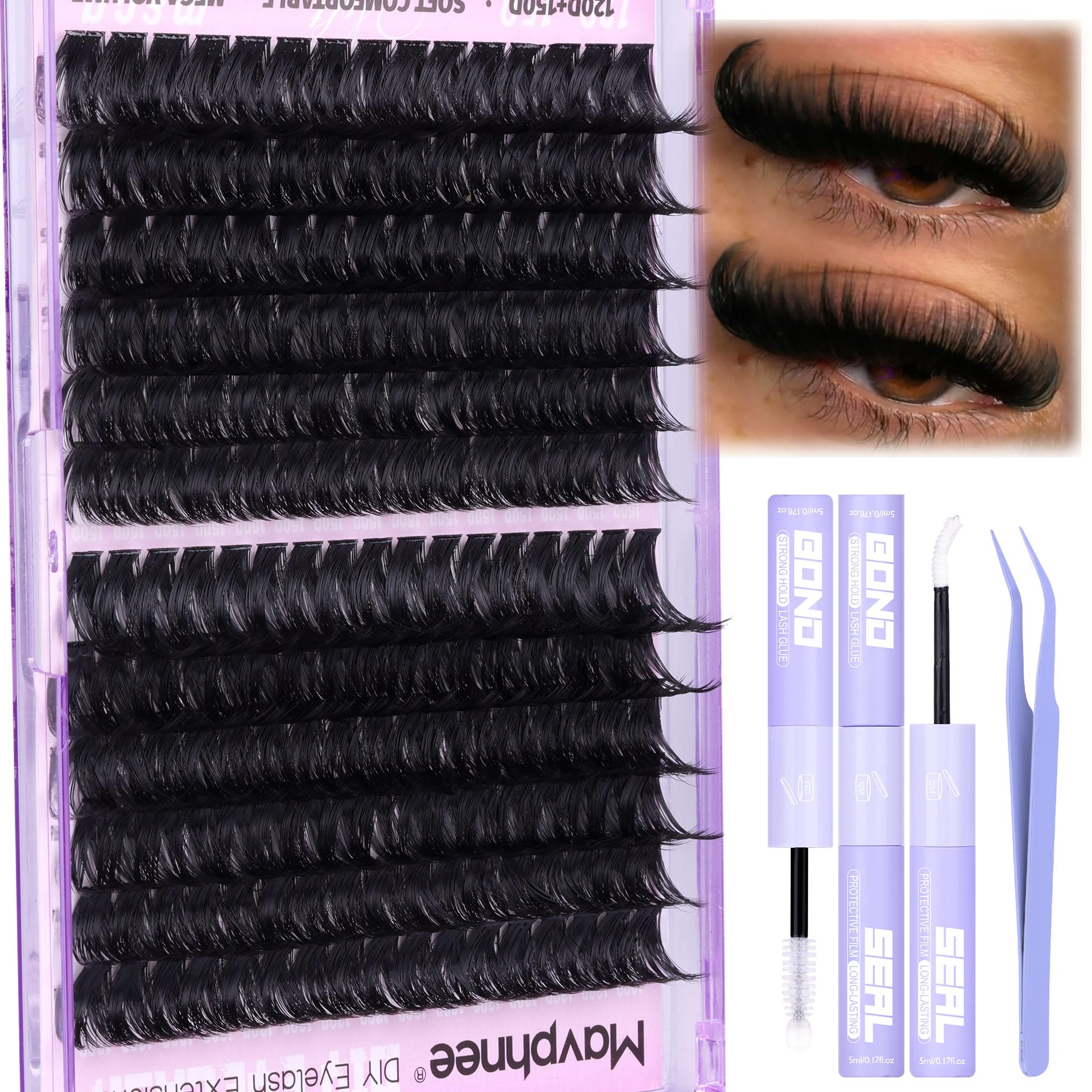 Mavphnee Lash Clusters ready-to-use kit for quick application.