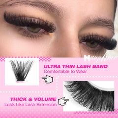 Mavphnee Lash Clusters D curl lashes for dramatic lift and eye opening.