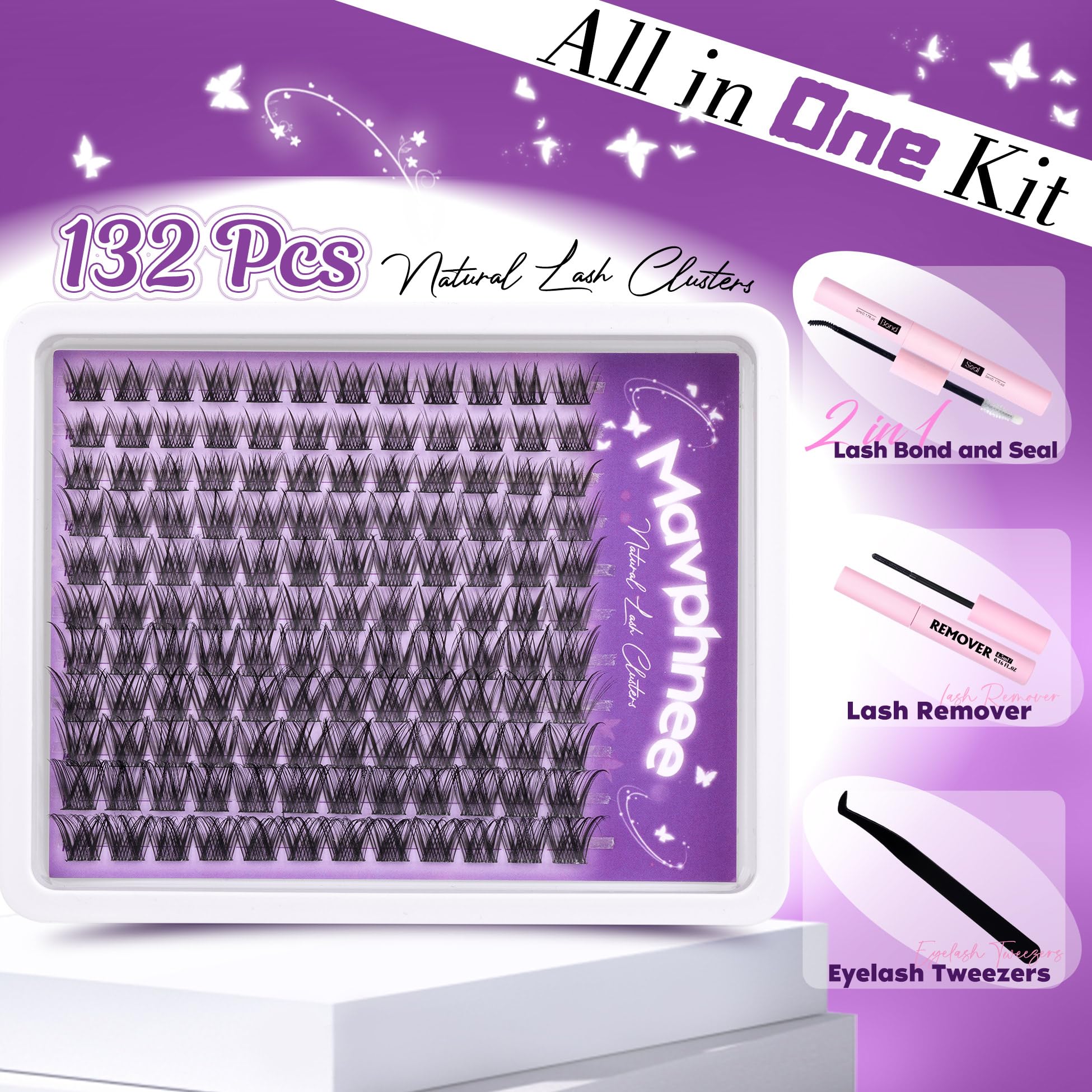 Mavphnee lash clusters kit 10-16mm varied lengths for natural to dramatic looks