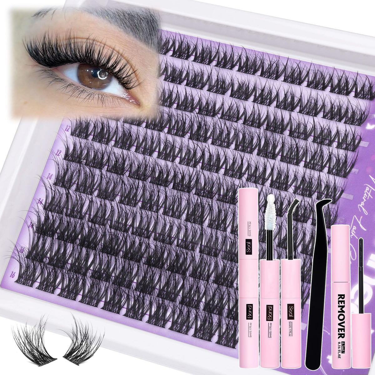 Mavphnee lash clusters kit 120pcs for a wispy, natural look at home.
