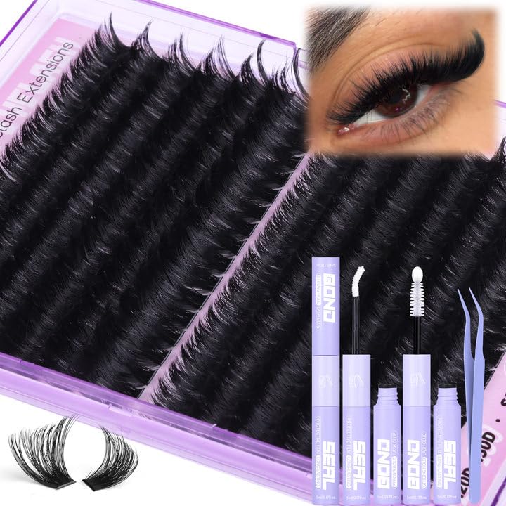 Mavphnee Lash Clusters Kit inside packaging with 192 pieces for versatile DIY lash looks.