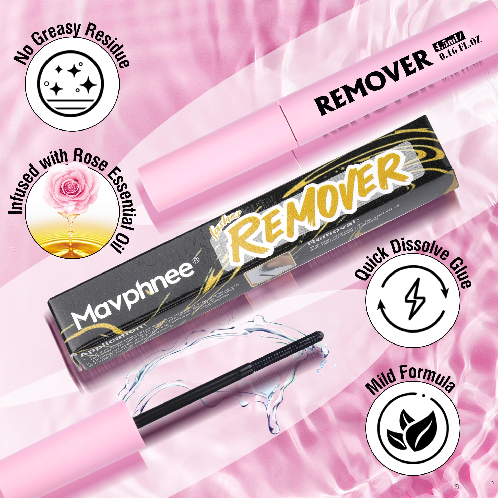 Mavphnee Lash Remover gentle formula ensures comfortable lash removal.