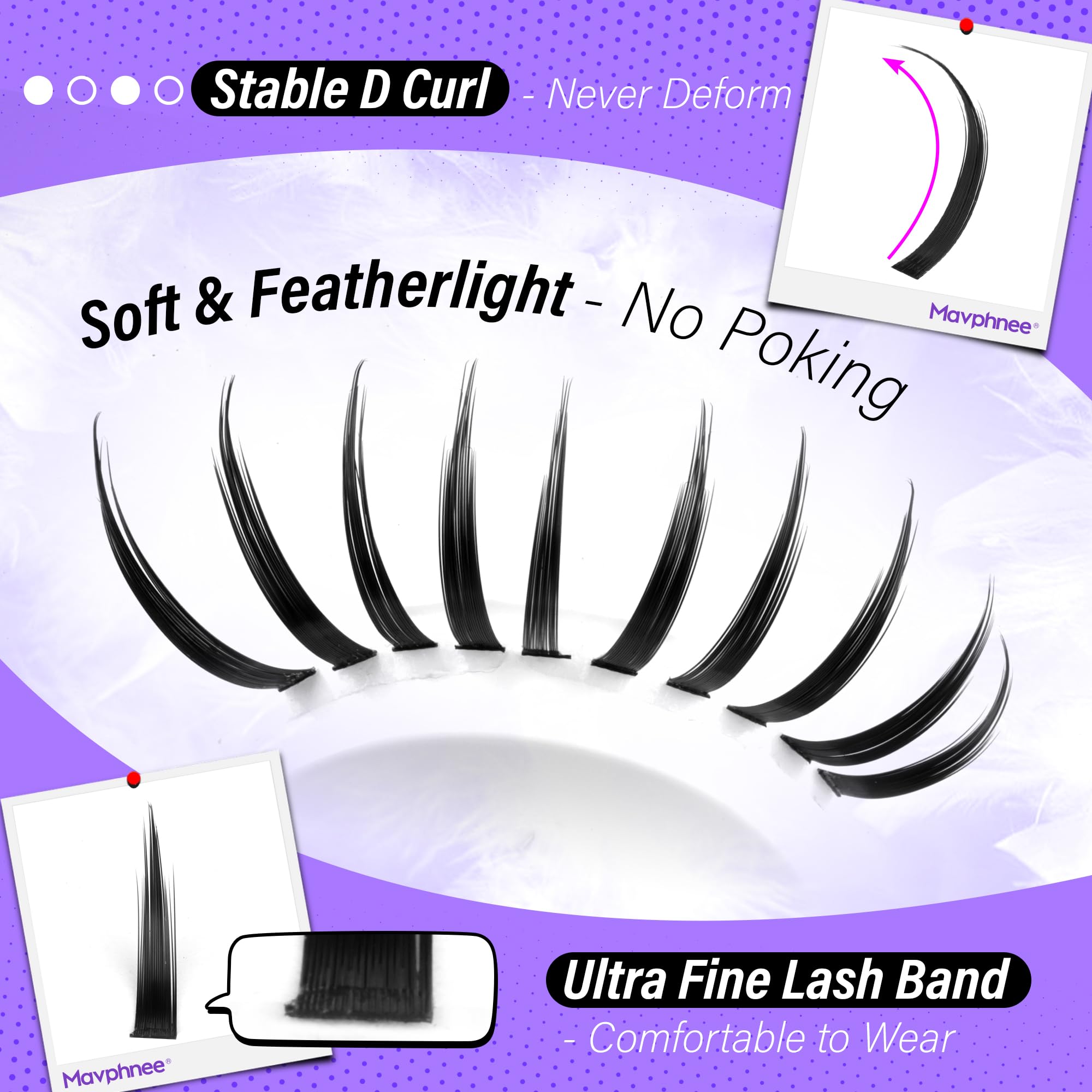 Mavphnee lash spikes 17mm DCurl wispy effect on eyes.