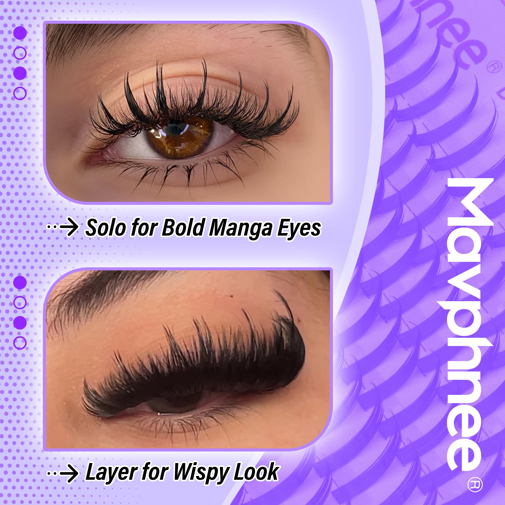 Mavphnee lash spikes 19mm tapered length delivers soft dimension.