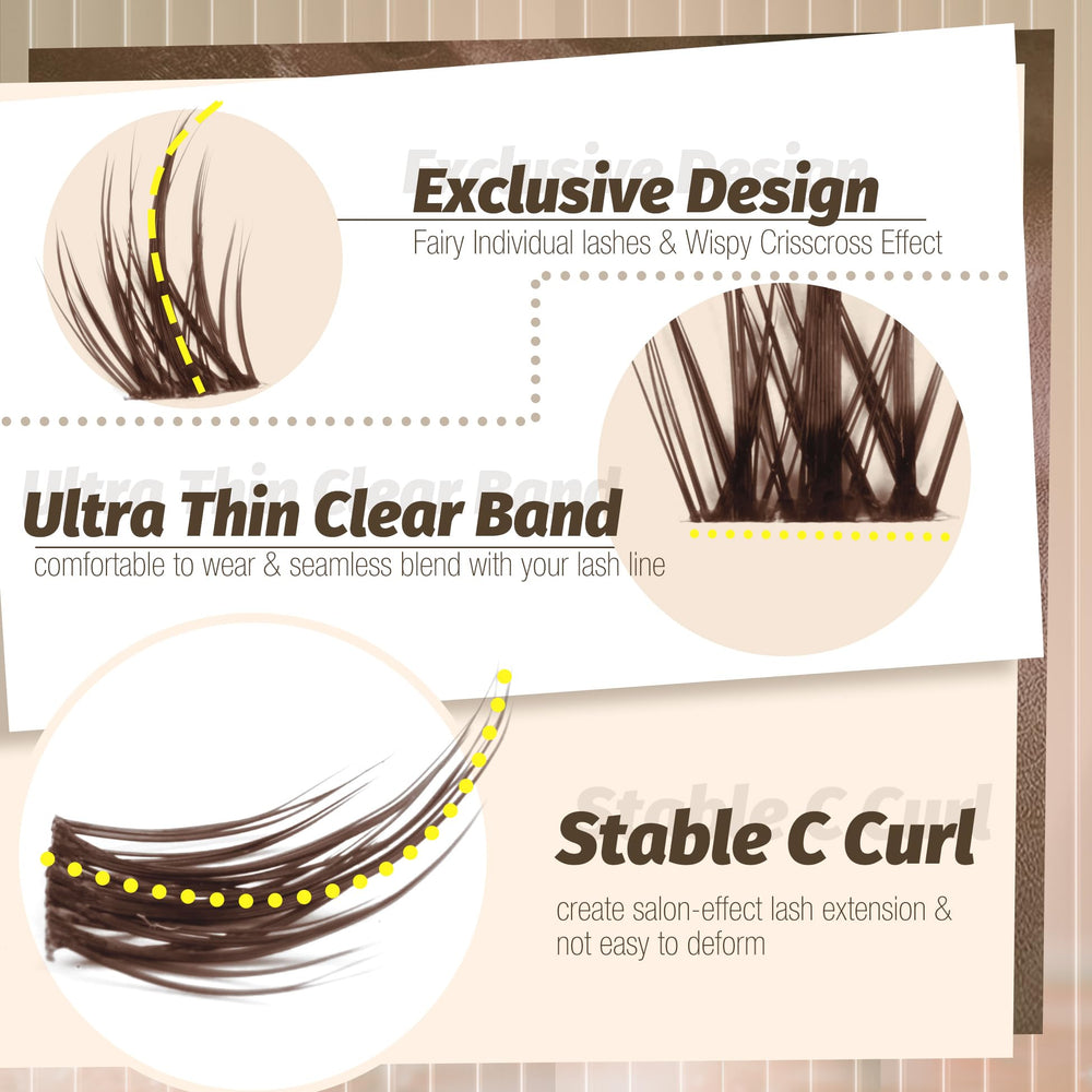 Mavphnee natural dark brown lash clusters blending with most lash lines.