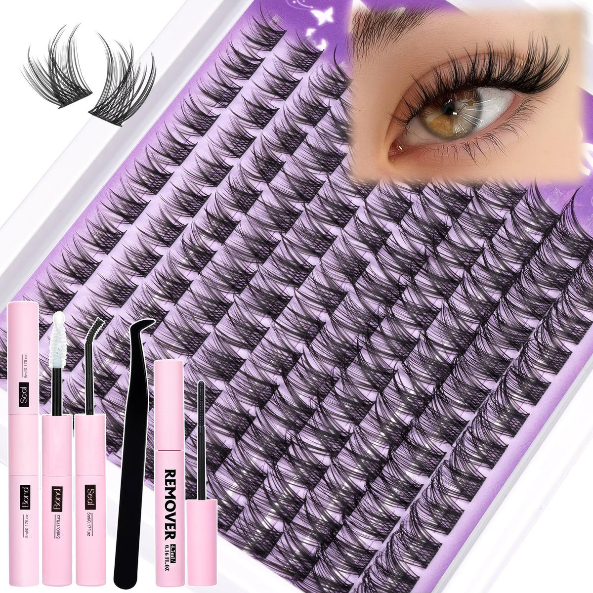 Mavphnee natural lash clusters kit 132pcs front view for all-in-one beauty solution