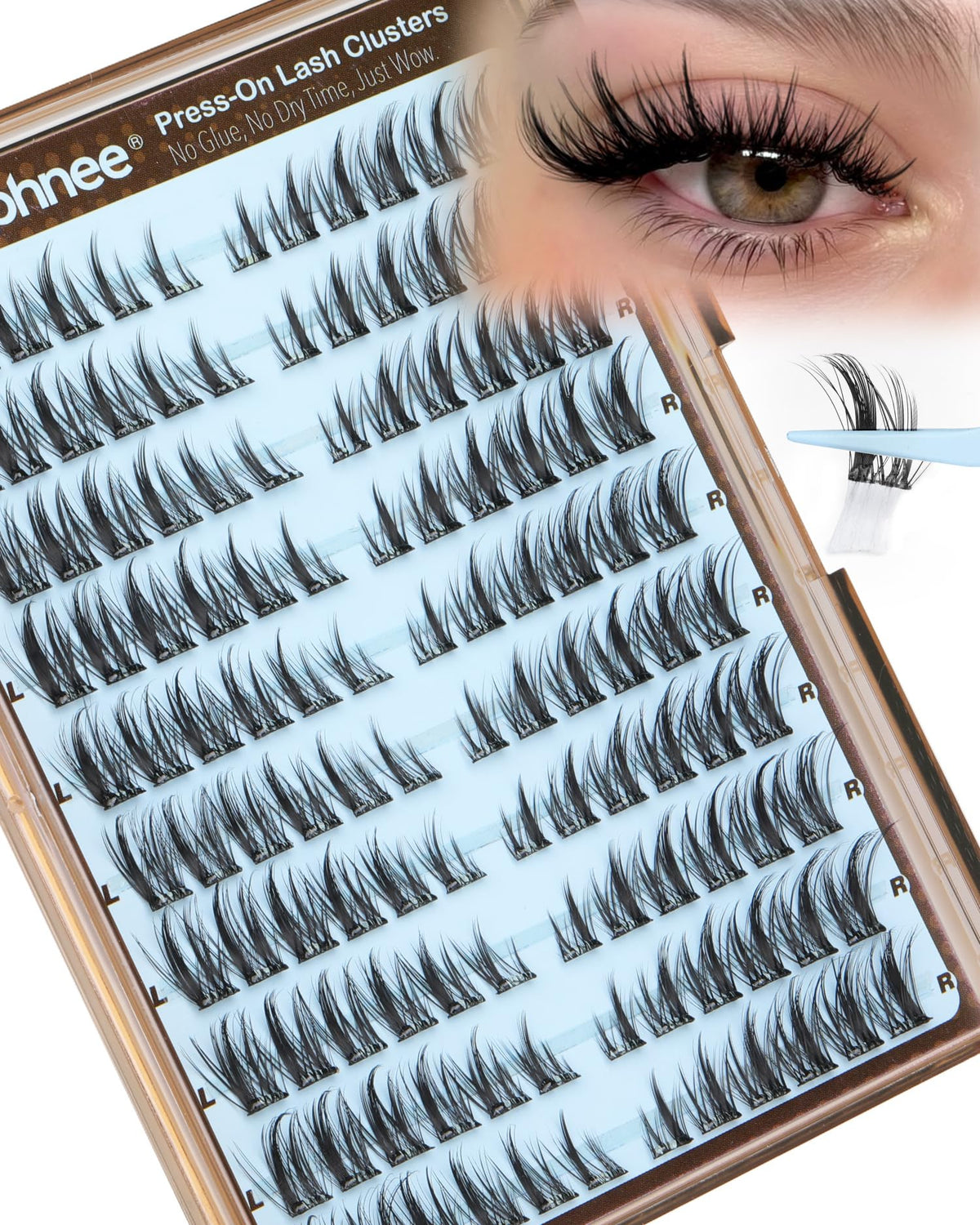 Mavphnee pre-glued lash clusters cat-eye close-up for a defined look