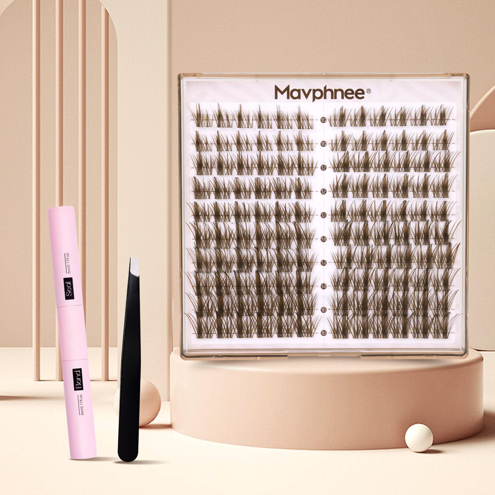 Mavphnee reusable brown lash clusters designed for multiple wears.