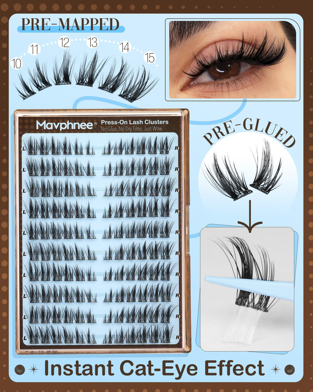 Mavphnee self-adhesive lash clusters deliver quick, mess-free application