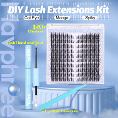 Mavphnee spiky cluster lashes arranged for left and right eyes enable a symmetrical cat-eye look.