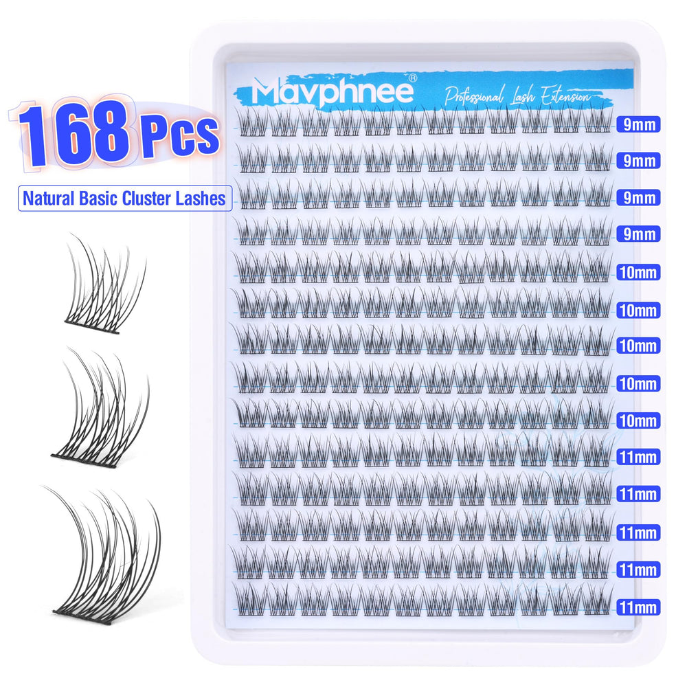 Mavphnee wispy CC-curly 9-11mm lashes for a natural enhancement.