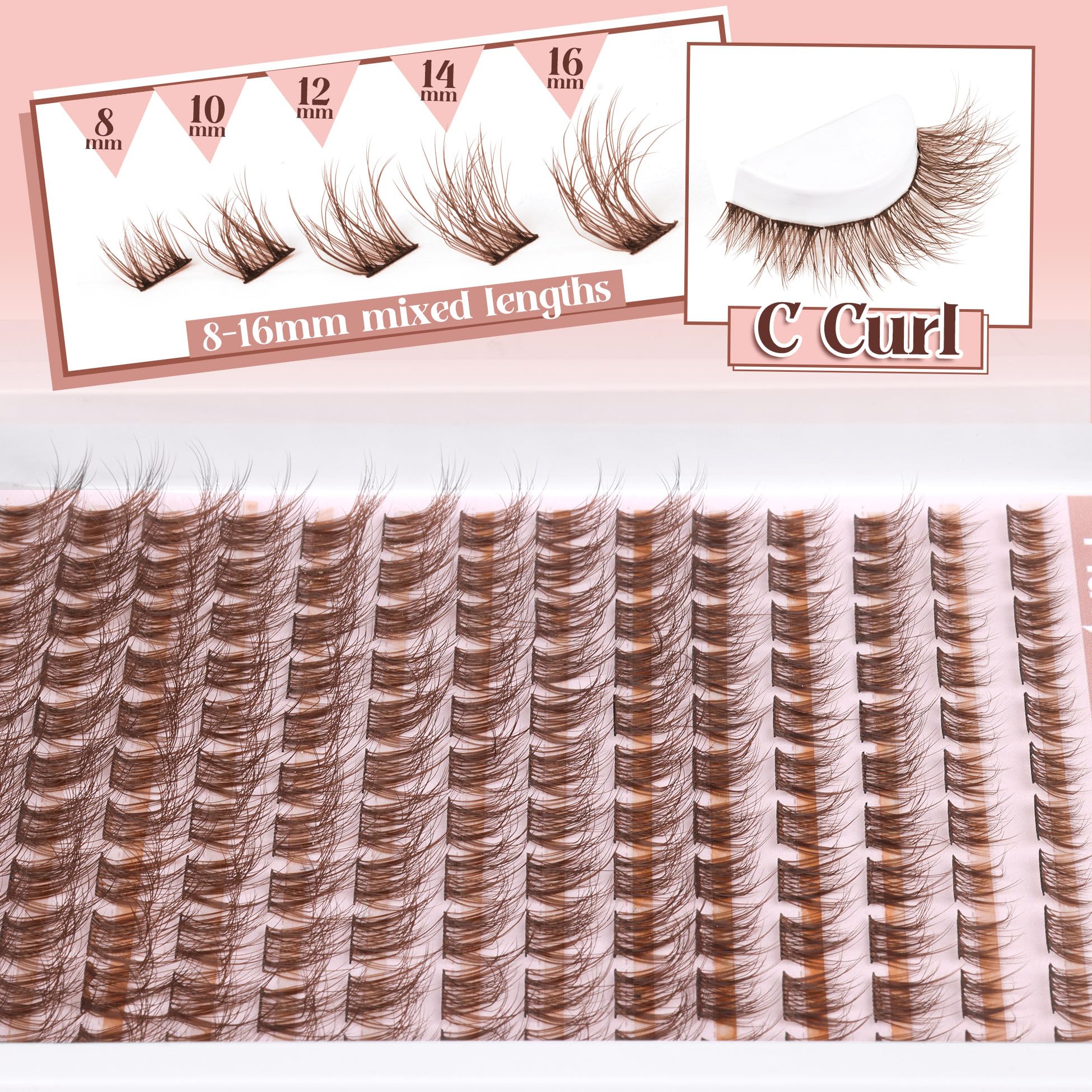 Mavphnee model wearing brown clusters for a natural, softer eye enhancement