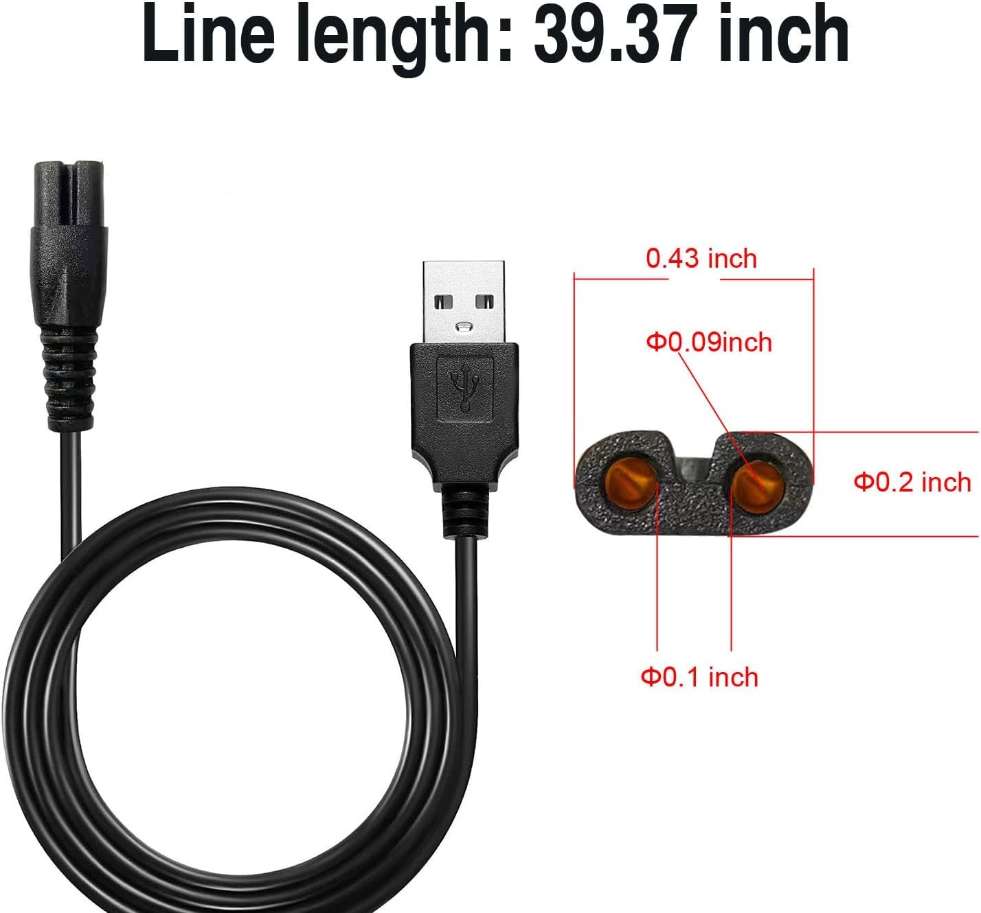 MAWAER head shaver charger cord USB Type-A connection for simple power-up