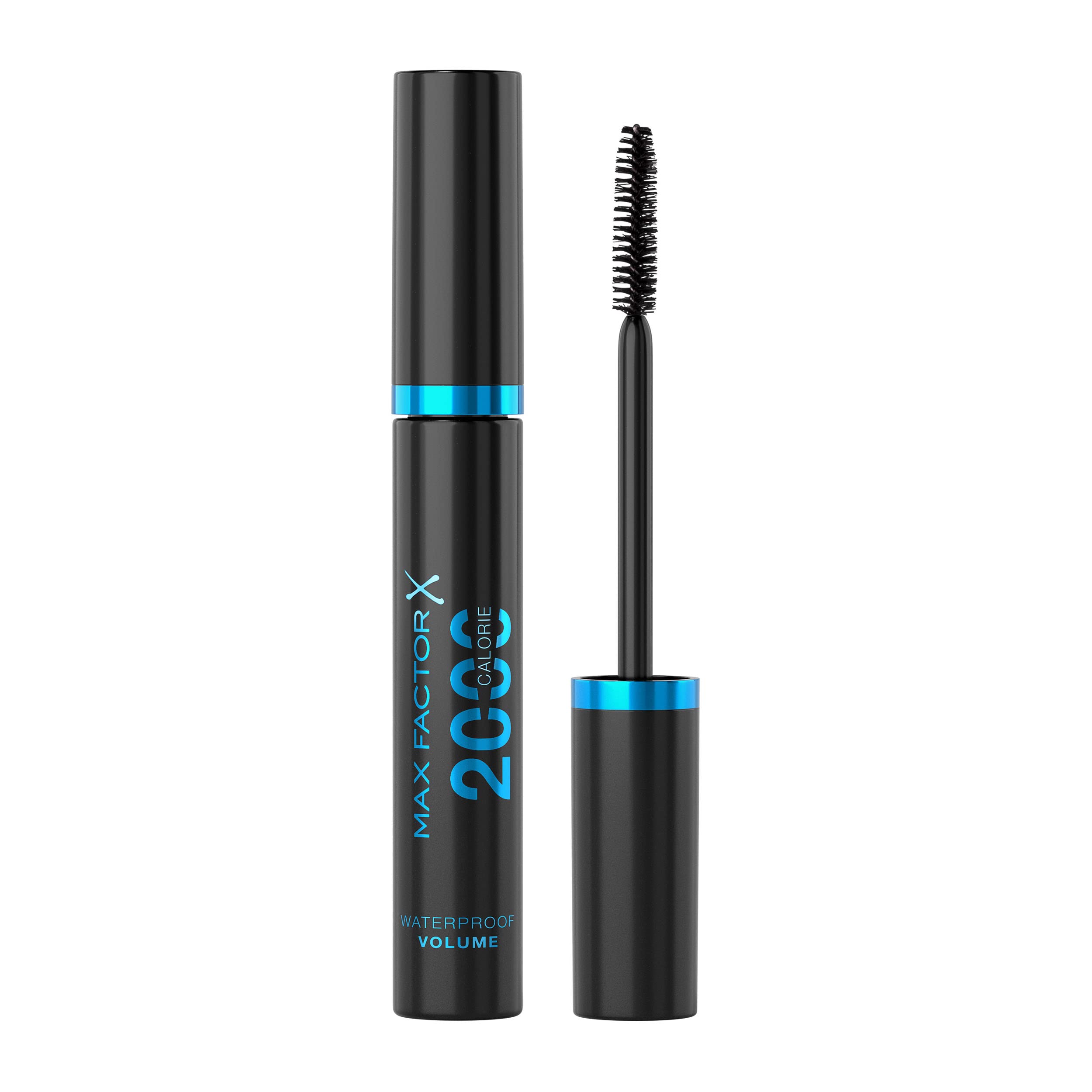 Max Factor 2000 Calorie Mascara Waterproof bottle shows sleek packaging for long-lasting wear