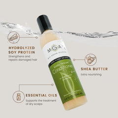 Max Green Alchemy MGA vegan hair conditioner label close-up emphasizes clean formula free of sulfates and parabens