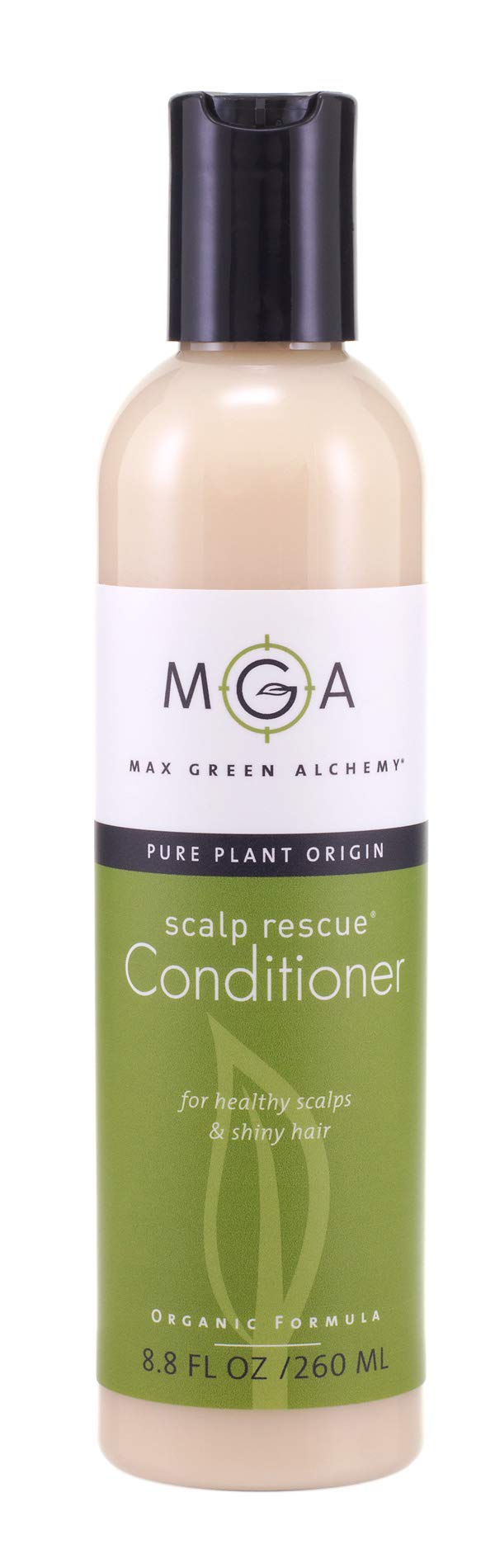 Max Green Alchemy MGA vegan hair conditioner bottle highlights tea tree soothing scalp and lightweight hydration