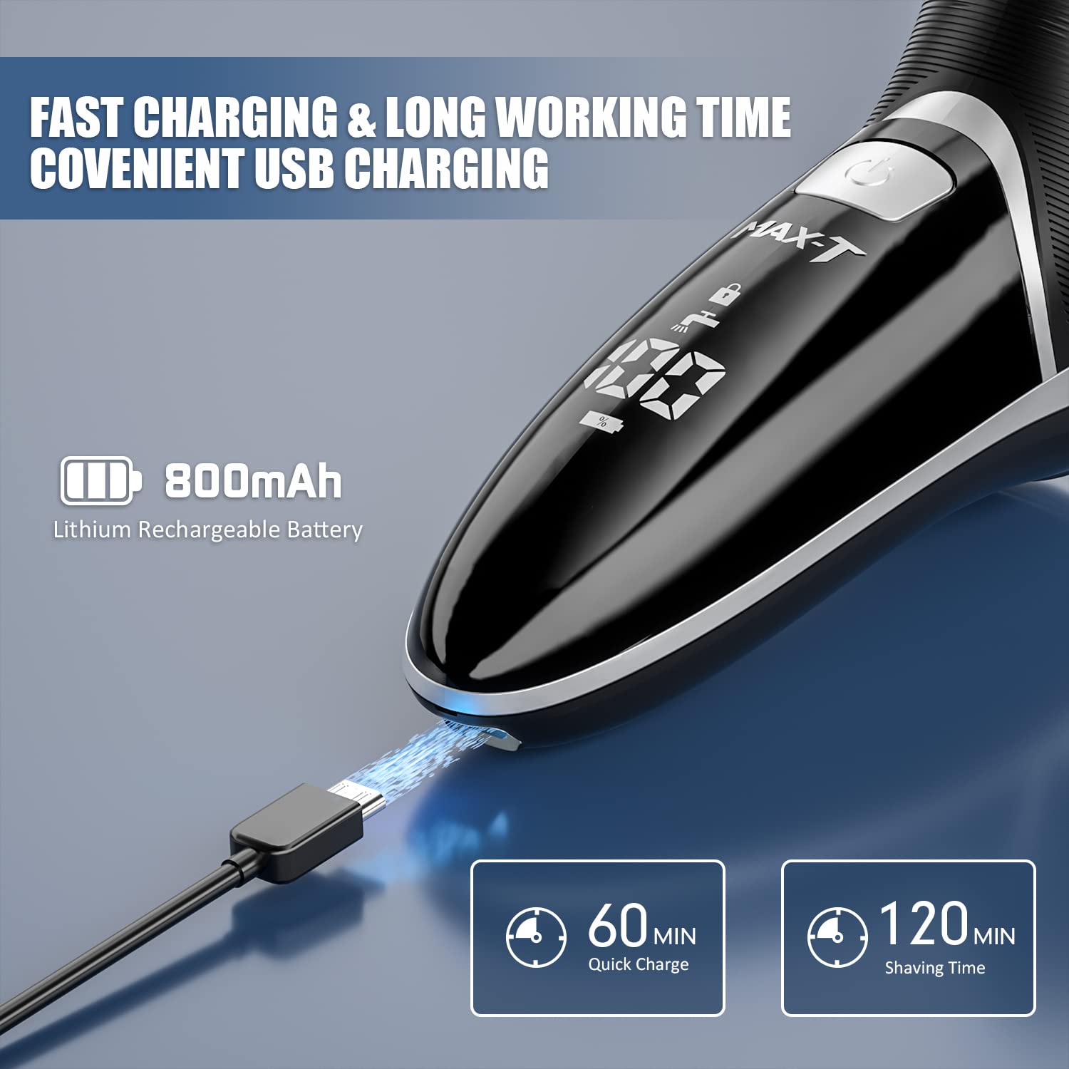 MAX-T shaver with corded and cordless versatility for travel.