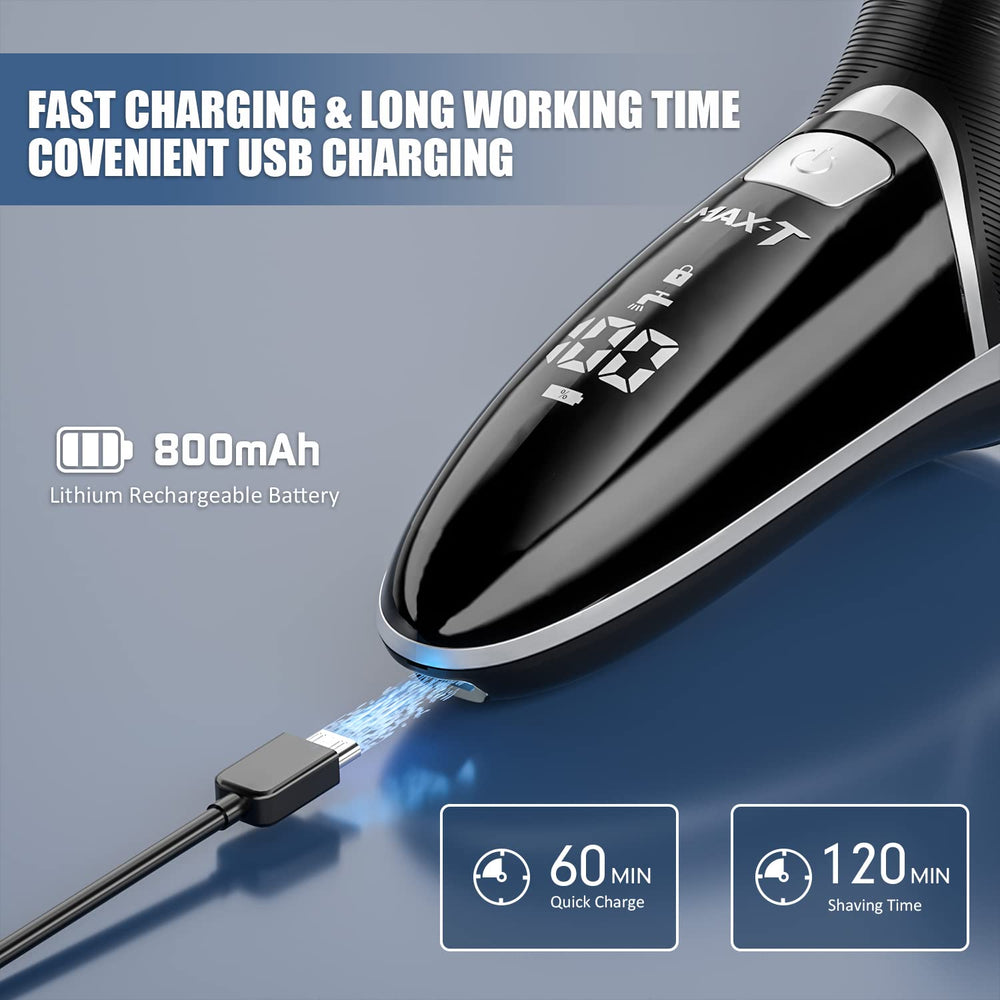 MAX-T shaver with corded and cordless versatility for travel.