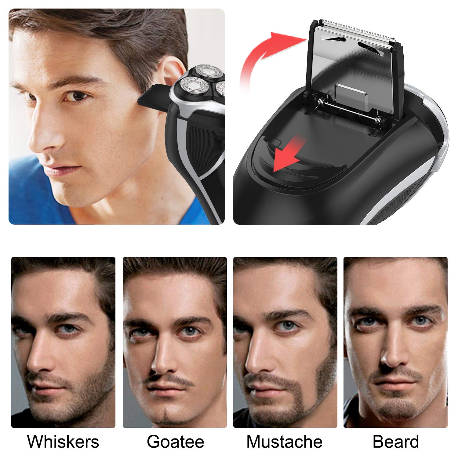 MAX-T shaver with LED battery indicator shows power level at a glance.
