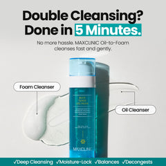 MAXCLINIC Blue Tansy Oil to Foam foaming action creates airy cleansing lather.
