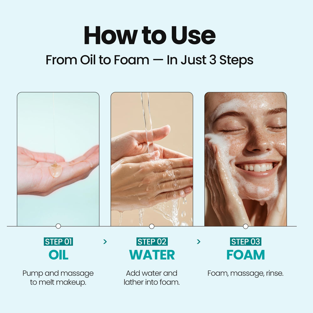 MAXCLINIC Blue Tansy Oil to Foam makeup removal close-up showing deep-clean potential.