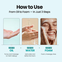 MAXCLINIC Blue Tansy Oil to Foam makeup removal close-up showing deep-clean potential.