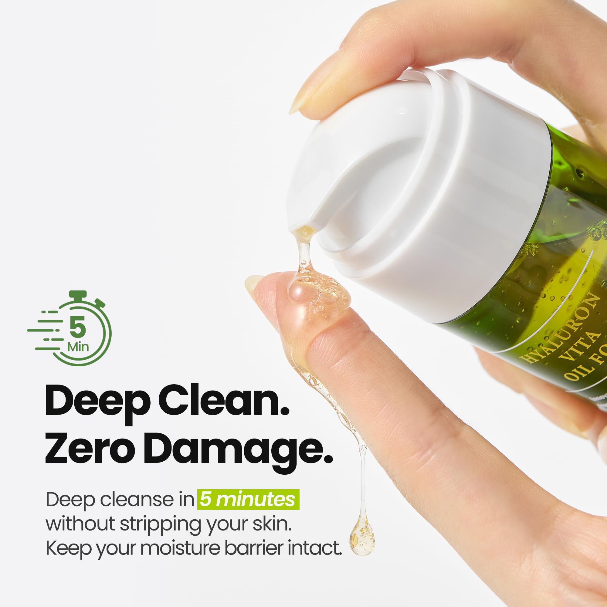 MAXCLINIC Hyaluron Vita Oil to Foam close-up texture reveals oil-to-foam transition